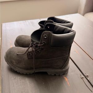 Timberland Kids Black Lace-Up Padded Collar Boots